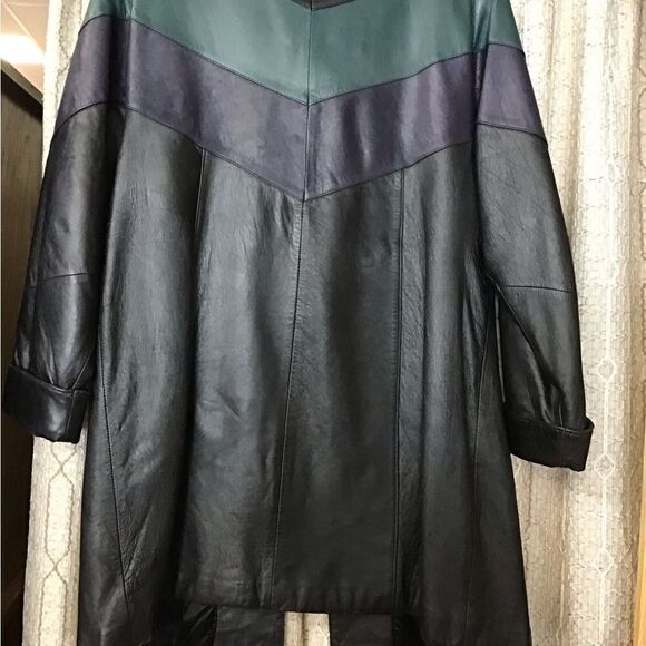 Avanti Ladies black/green leather coat - Picture 4 of 6